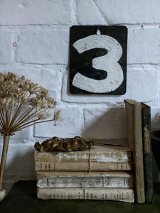 Vintage metal hand painted cricket score board number double sided 3 & 2