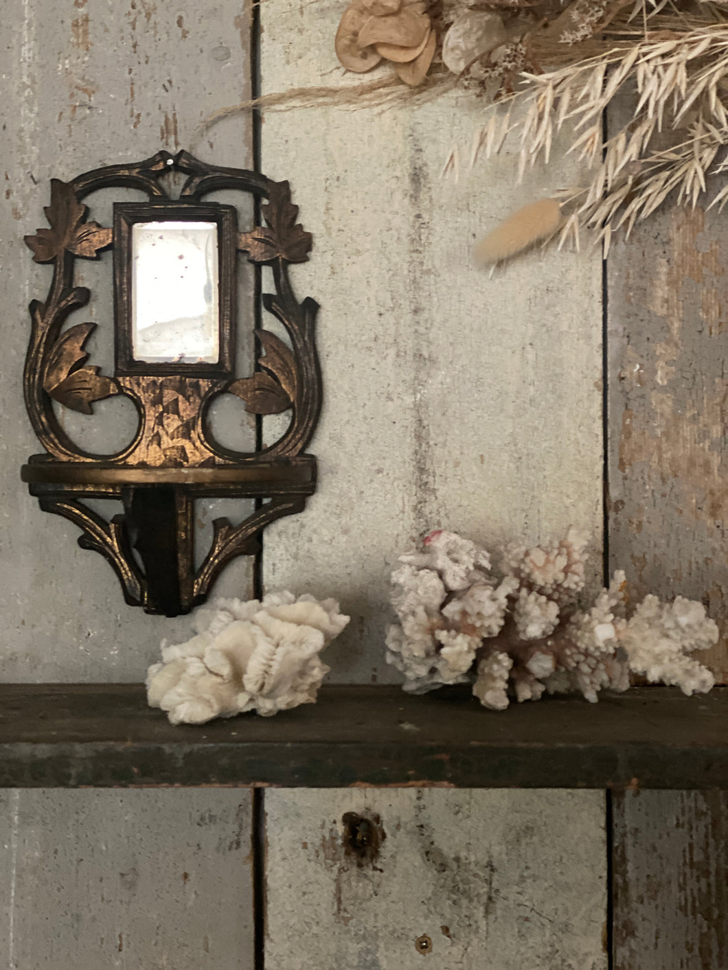 Decorative Antique Bevelled Small Wall Mirror with Shelf