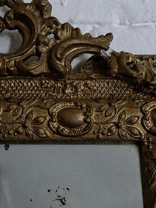 19th Century French Wood & Gesso Decorative Mirror with Original Glass