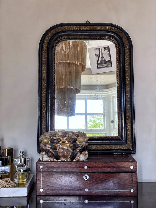 French Vintage Louis Philippe black & gold mirror