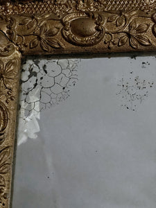 19th Century French Wood & Gesso Decorative Mirror with Original Glass