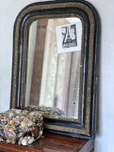 Load image into Gallery viewer, French Vintage Louis Philippe black &amp; gold mirror