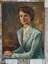 Load image into Gallery viewer, French 1930s Portrait in Oils on Stretched Canvas