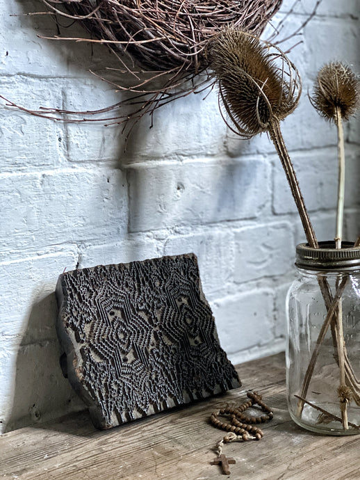 Vintage Indian Wooden Carved Printing Block