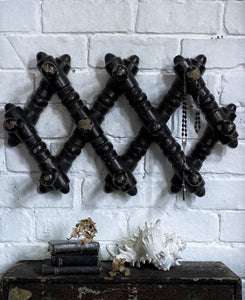French Vintage Faux Bamboo Extendable Painted Coat Rack