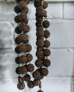 French Antique Salvaged Church Priests large wooden carved rosary beads