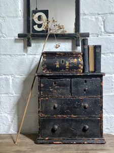 An antique Scratch built apprentice piece set of small table top drawers