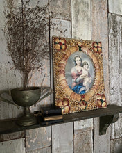 Load image into Gallery viewer, A Vintage grotto gypsy art religious print covered in shells