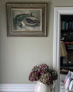 A vintage Swedish, Framed, still life expressionist painting in oils