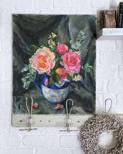 A Vintage Still Life Floral Oil painting on stretched canvas