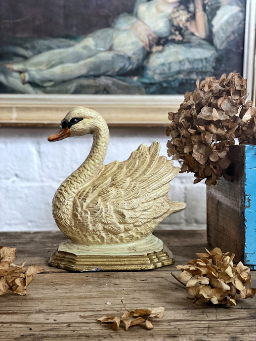 Vintage Cast Iron Decorative Swan Door Stop