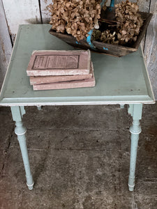 Pale Blue & White Original Chippy Paint Ecclesiastical Style Side Table