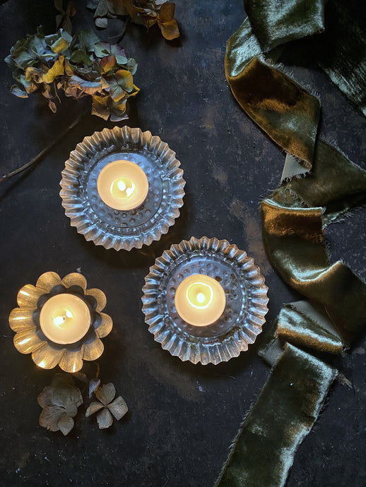 Set of 3 Vintage French Tea Light Holders