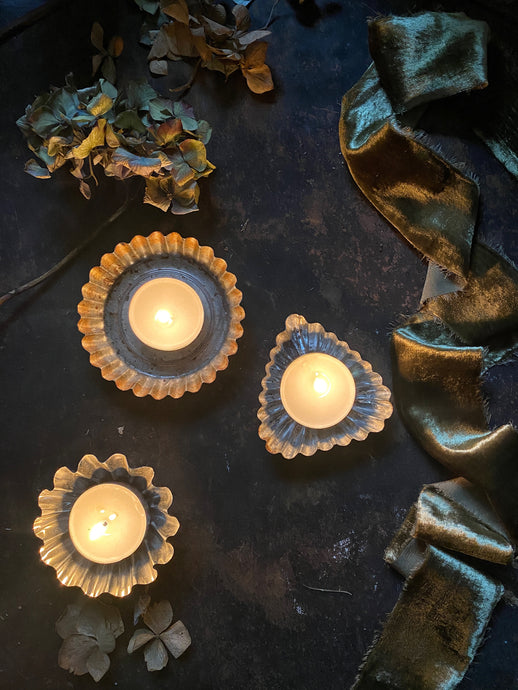 Set of 3 Vintage French Tea Light Holders
