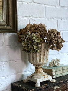 Vintage Antique Cast Iron white painted urn vase