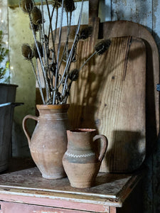 Vintage Hungarian terracotta Farmhouse hand painted jug pot