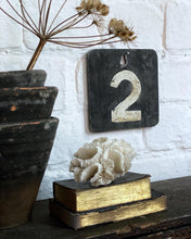 Load image into Gallery viewer, A vintage hand painted slate cricket score number 2