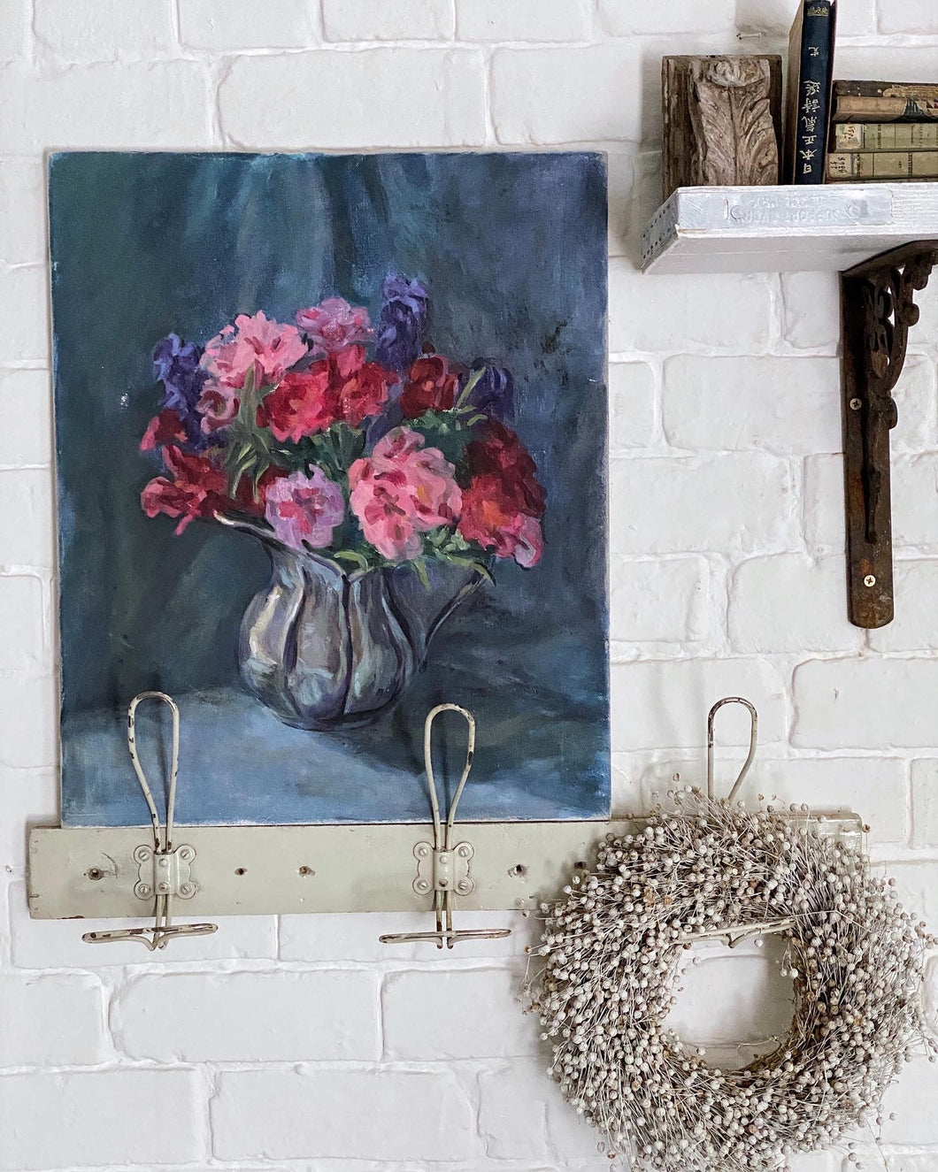 A Vintage Still Life Floral oil painting on canvas