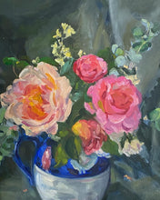 Load image into Gallery viewer, A Vintage Still Life Floral Oil painting on stretched canvas