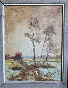 A Vintage French Landscape oil painting on canvas