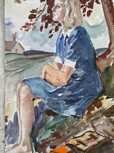 Load image into Gallery viewer, 1940s Watercolour Portrait Painting