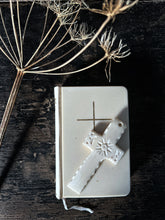 Load image into Gallery viewer, Small White Bakelite Childs bible and white bakelite cross Holy Communion
