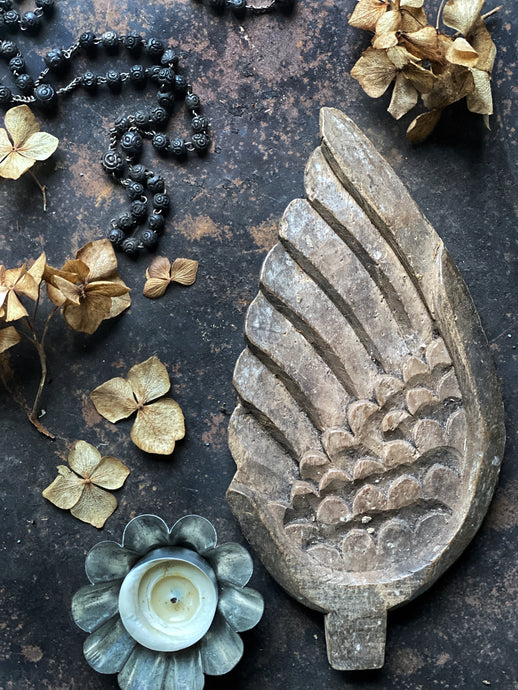 Antique Church Architectural Salvage Wooden Carved Decorative Angel Wing
