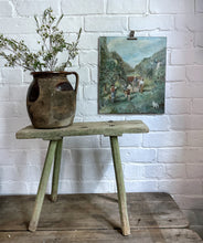 Load image into Gallery viewer, Vintage primitive wooden European milking kitchen stool