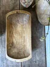 Load image into Gallery viewer, A rustic hand carved wooden antique dough bowl