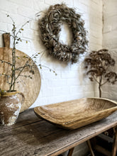 Load image into Gallery viewer, A rustic hand carved wooden antique dough bowl